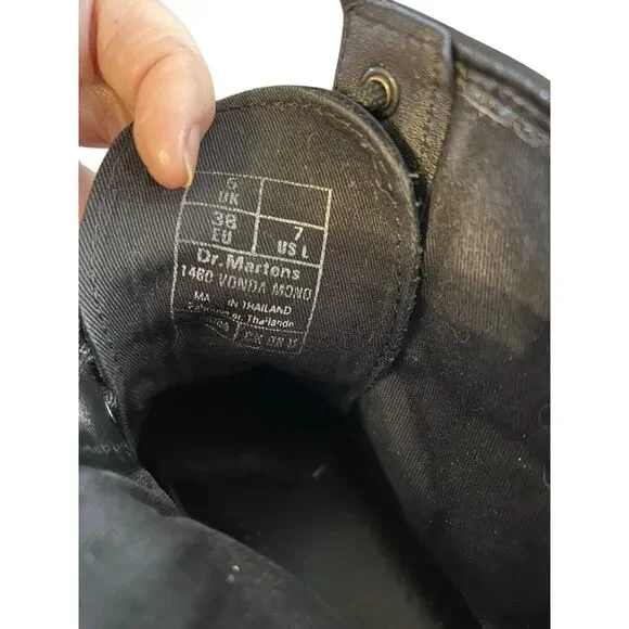 Dr Martens Women's 1460 Vonda Mono Boot Size 38 (7US) Black Embroidered Flowers - Picture 6 of 8